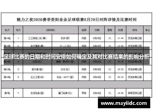 足球比赛的日期和时间安排如何确定及其对比赛结果的影响分析